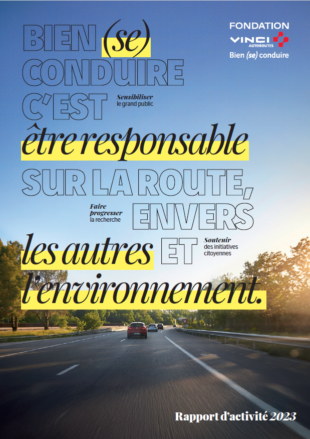 Première de couverture du Rapport d'activité 2023 de la Fondation VINCI Autoroutes.