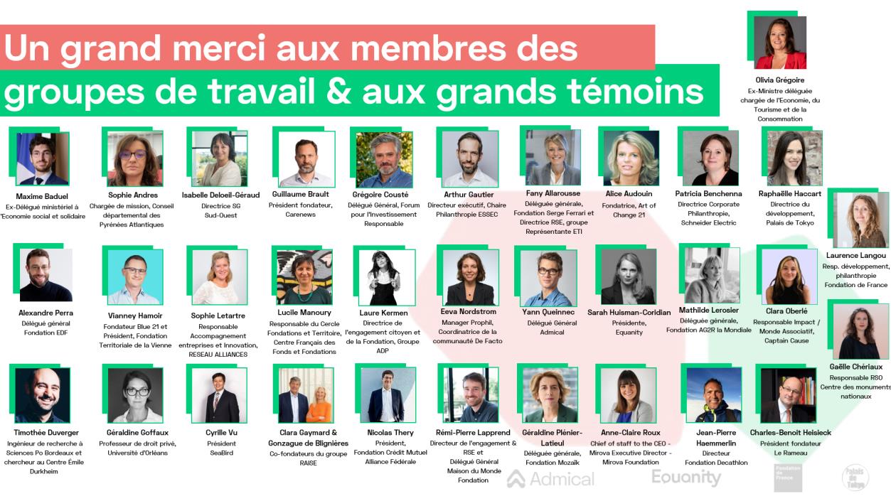 Remerciements groupe de travail mécénat RSE Admical