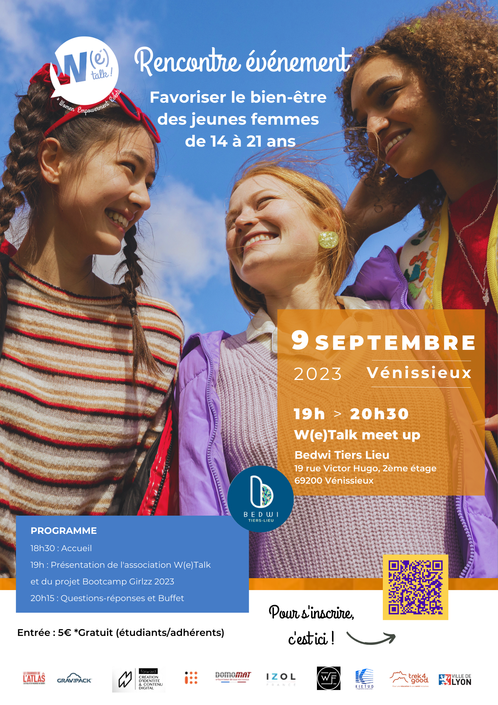 L’association W(e)Talk organise un évènement rencontre pour son prochain Programme Girlzz, une initiative éducative pour favoriser le bien-être des jeunes femmes de 14 à 21 ans.