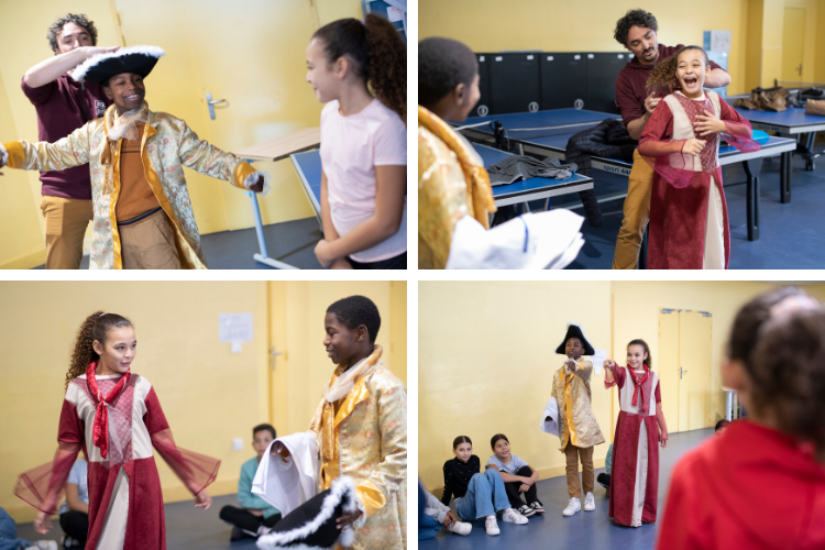 Au départ, l’idée de revêtir des costumes du 18ᵉ siècle les a fait rire, mais ils ont vraiment joué le jeu et à la fin de la matinée, ils étaient très fiers d’eux ! » - Crédit photo : DR.