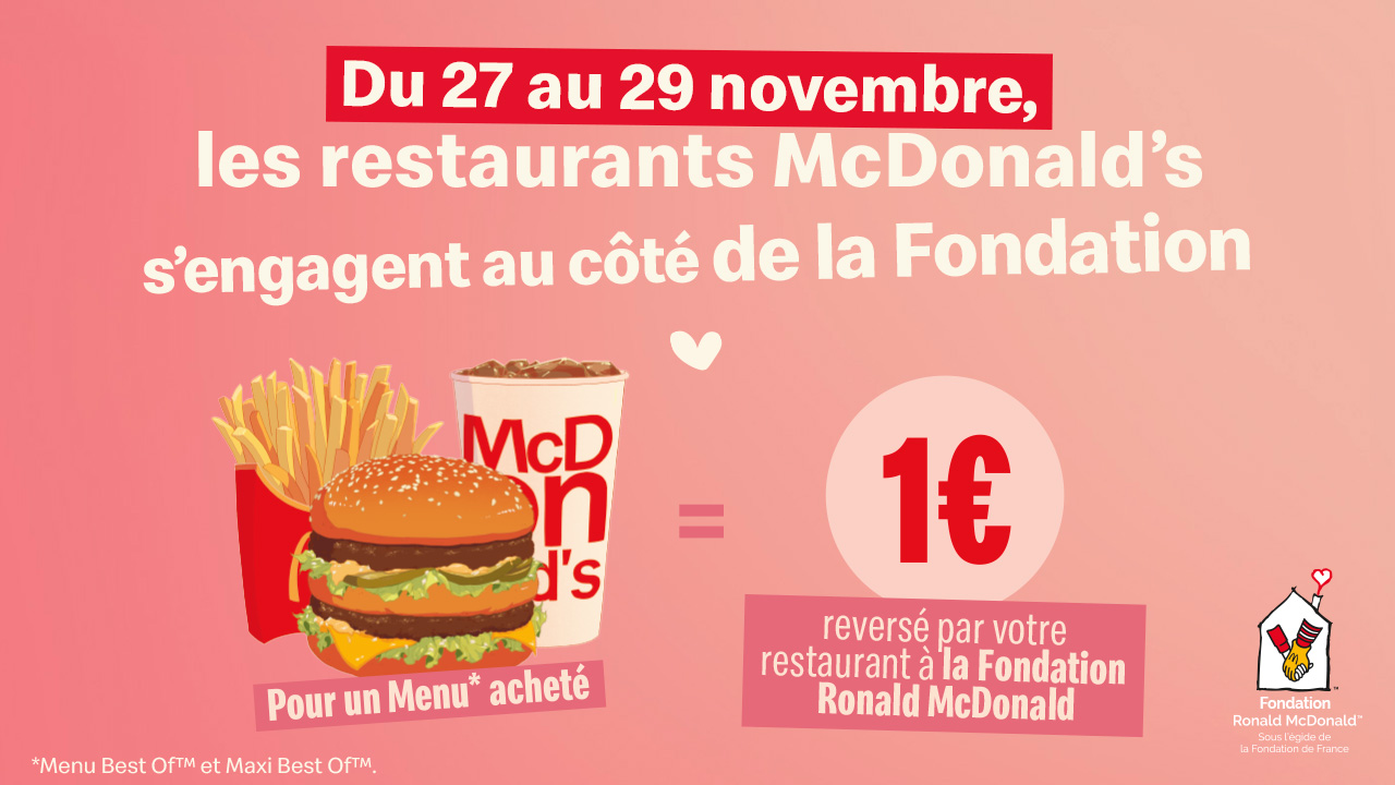 1euro reversé pour soutenir les familles d'enfants hospitalisés