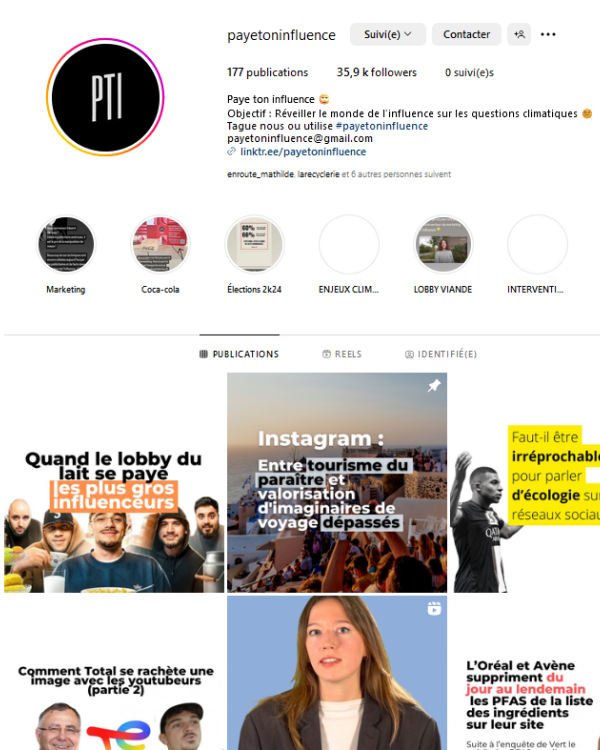 collectif Paye ton influence instagram