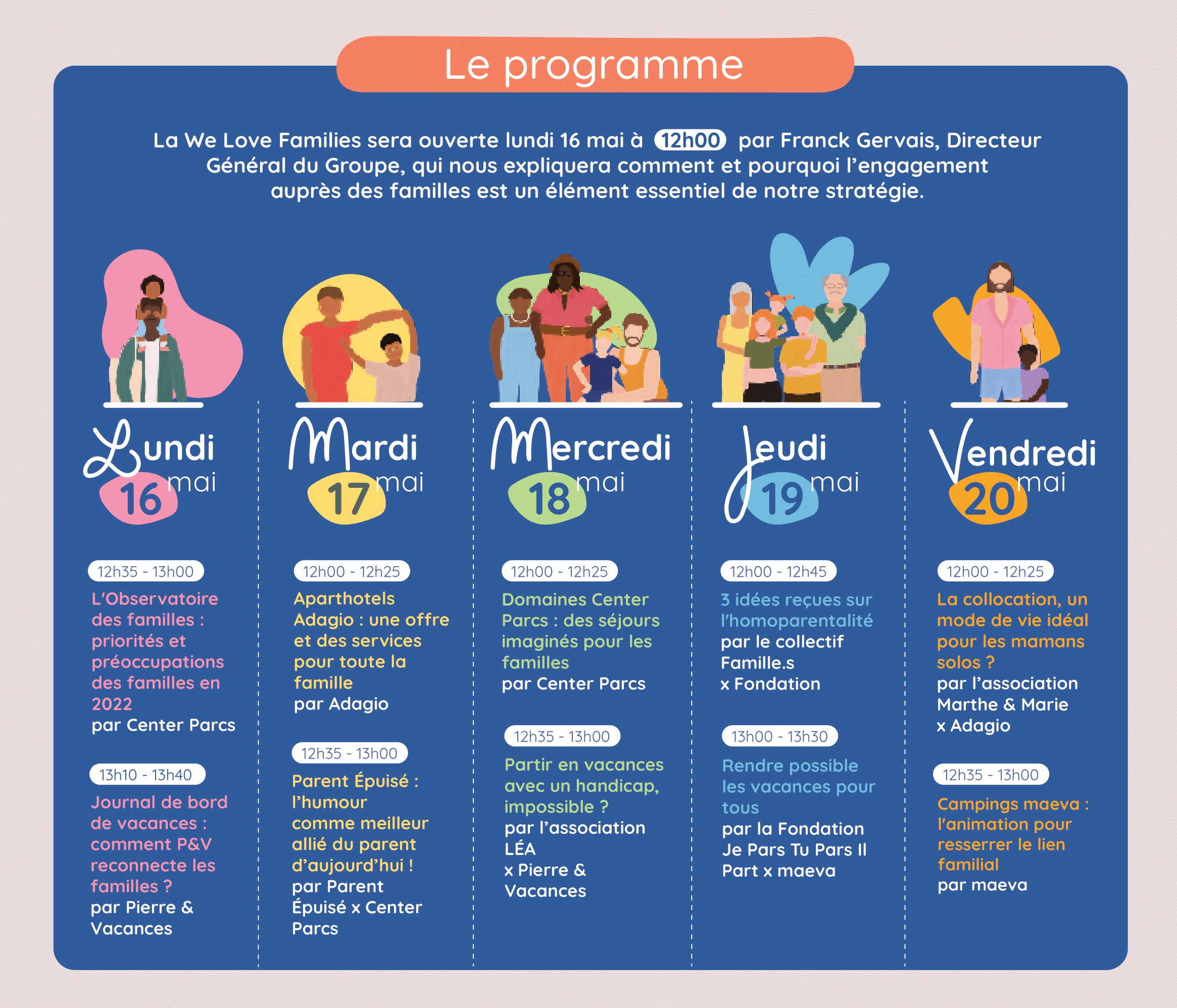 Programme de la semaine We Love Families organisée au sein du Groupe PVCP