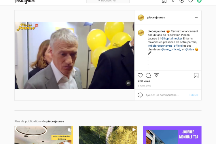 Copie d'écran : Instagram Pièces Jaunes