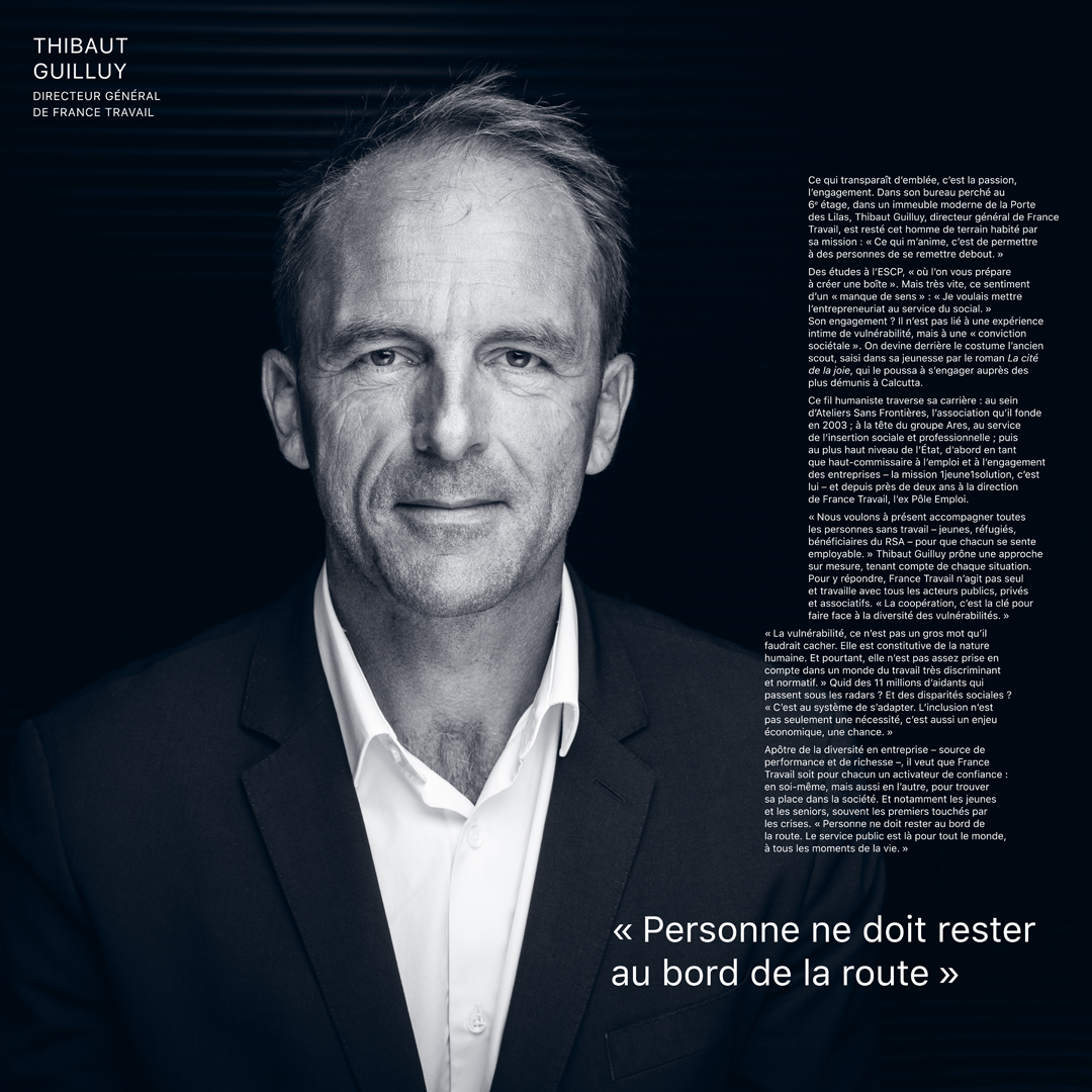 Thibaut Guilluy, directeur général de France Travail, témoigne dans le cadre de l'exposition "Vulnérable". 