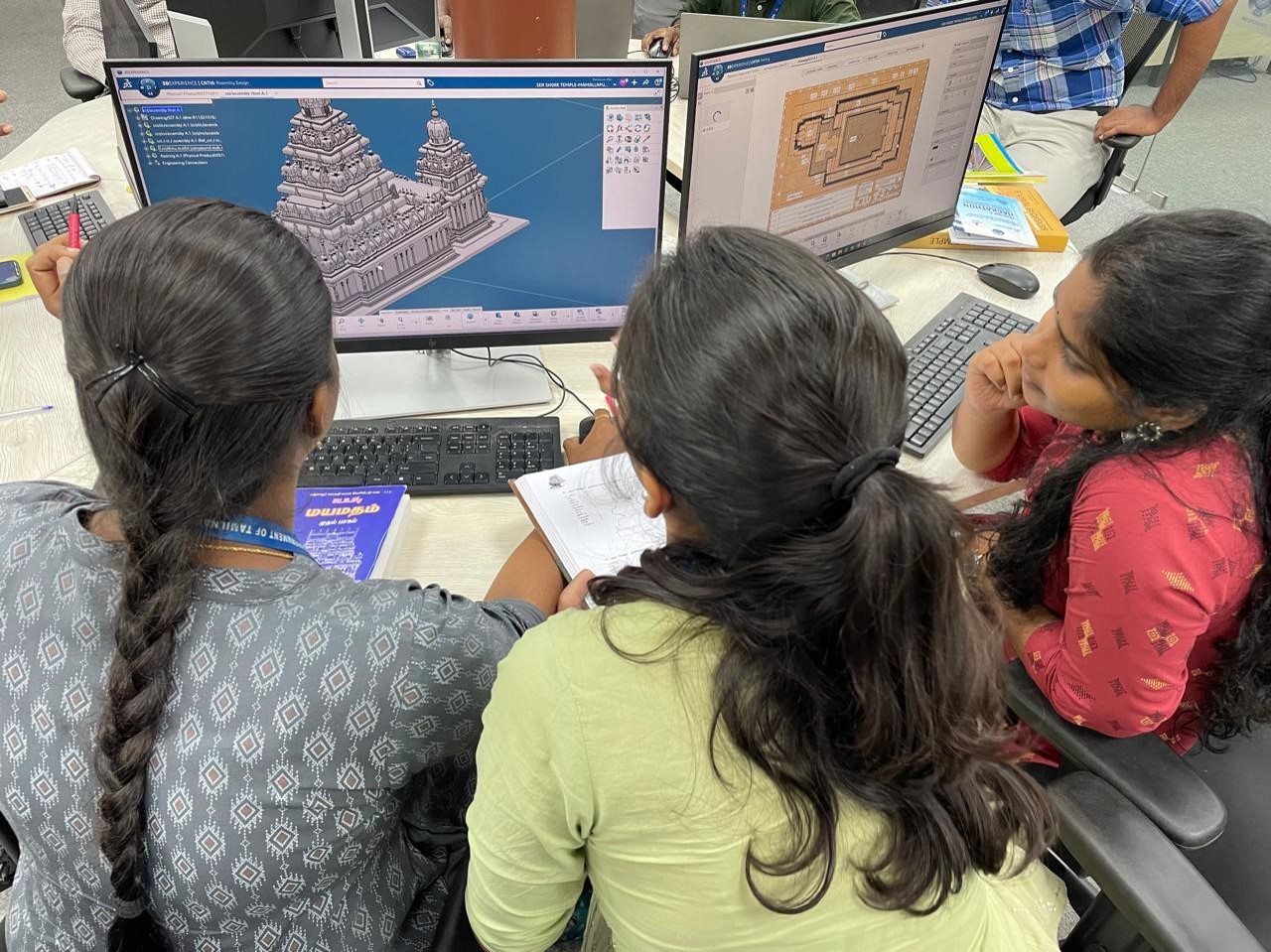 Modélisation paramétrique du Sea Shore Temple – Kural Aram Foundation, Inde. Crédit photo : La Fondation Dassault Systèmes