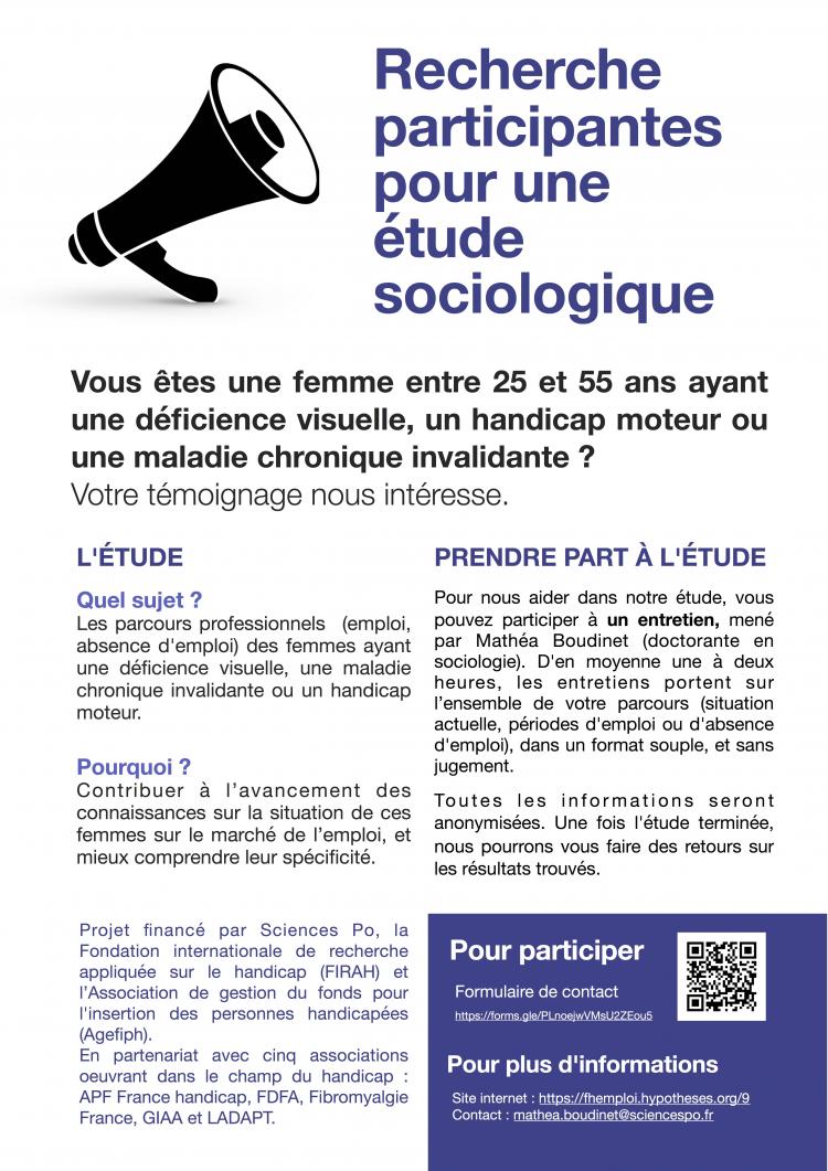 Recherche participantes pour une étude sociologique