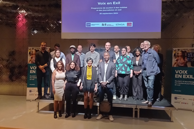 L'inauguration de la première promotion du programme "Voix en exil" à la Gaité lyrique. Crédit: Léanna Voegeli