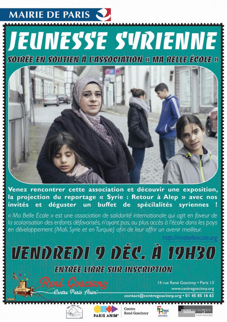 Ma Belle Ecole à Paris pour une soirée sur la jeunesse syrienne !