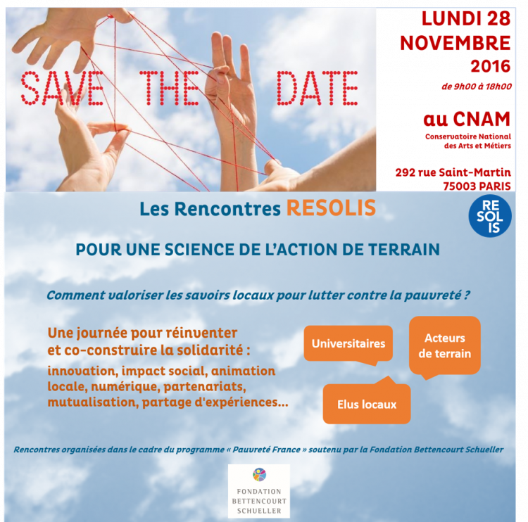 SAVE THE DATE ! - Rencontres RESOLIS LE 28 NOVEMBRE 2016