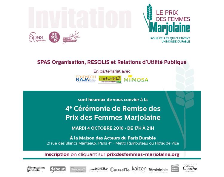 INVITATION A LA REMISE DES PRIX DES FEMMES MARJOLAINE