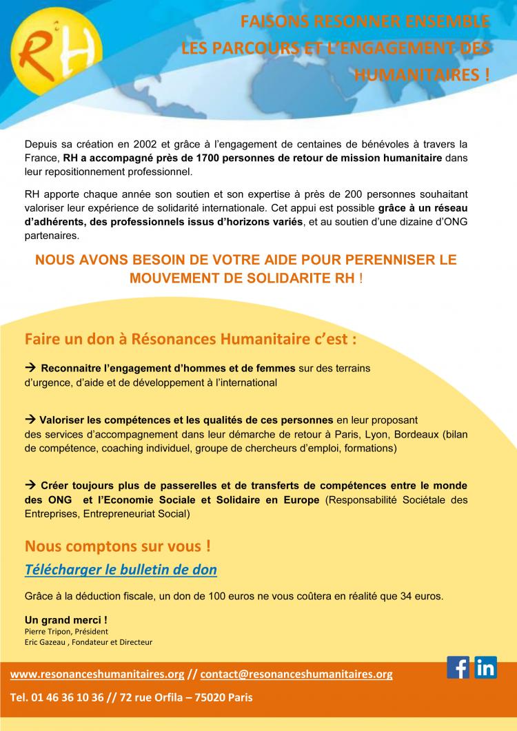 "Faisons résonner ensemble les parcours et l'engagement des humanitaires"