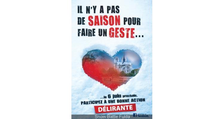 Une bataille de neige en Juin ... Une drôle d'idée mais solidaire !