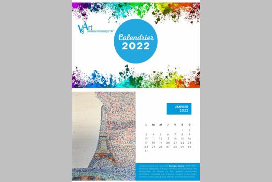 Calendrier VSArt 2022 réalisé à partir de réalisations d'enfants et jeunes hospitalisés