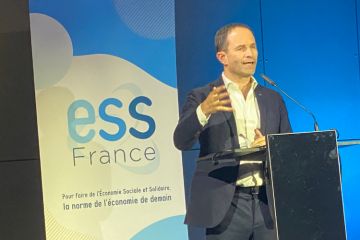 Benoît Hamon, le nouveau président d'ESS France, en clôture du congrès. Crédit : Camille Dorival.