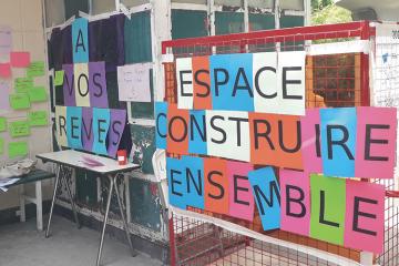 Animation dans le cadre du projet mené par le centre social la 20e Chaise, à l'occasion d'une fête de quartier