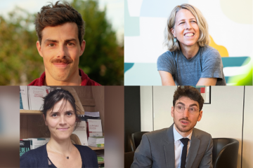 De gauche à droite : Timothée Parrique (DR), Kate Williams (1 % for the Planet), Mathilde Dupré (Institut Veblen) et Maxime Baduel (Carenews).