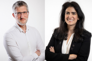 Frédéric Faure et Dalila Habbas évoquent l'engagement de Biocoop et de son fonds de dotation pour développer une agriculture et une alimentation bio de qualité. Crédit : Biocoop. 