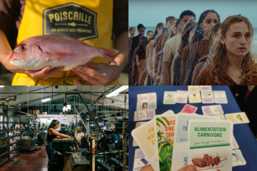 Pêche, danse, tissus, jeu... Les initiatives pour promouvoir des pratiques et modes de vie plus respectueux de l'environnement se multiplient. Crédits : de droite à gauche, Poiscaille, Court métrage Océan réalisé par Rachel Dano, Benjamin Bergnes pour Virgocoop et Carenews.