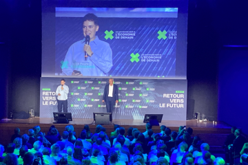 Julia Faure et Pascal Demurger, les deux co-présidents du mouvement Impact France, lors des Universités d'été de l'économie de demain, à Paris, le 29 août. Crédit : Carenews.