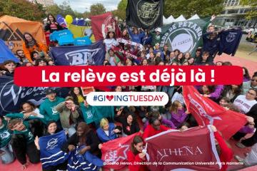 Trois jeunes engagés pour Giving Tuesday NextGen 2025 à la Fondation Université Paris Nanterre. Photo de Sacha Héron, Direction de la Communication Université Paris Nanterre