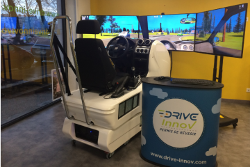 Un simulateur de conduite développé par Drive Innov pour favoriser la mobilité inclusive. Crédit : Drive Innov. 