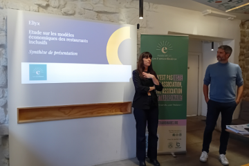 Flore Lelièvre, fondatrice des Extraordinaires et Jérémy Brémaud directeur associé et fondateur du cabinet Ellyx présente l'étude au Reflet ce lundi 17 novembre. Crédit : Léanna Voegeli