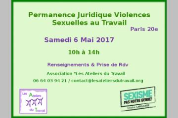Permanence Juridique Gratuite "Violences Sexistes ou Sexuelles au Travail"