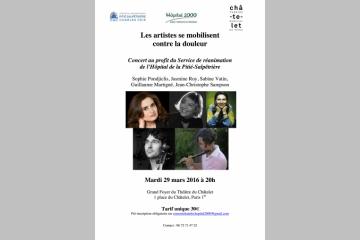 UN CONCERT CONTRE LA DOULEUR - 29 MARS 2016 - Théâtre du Châtelet, Paris 1er