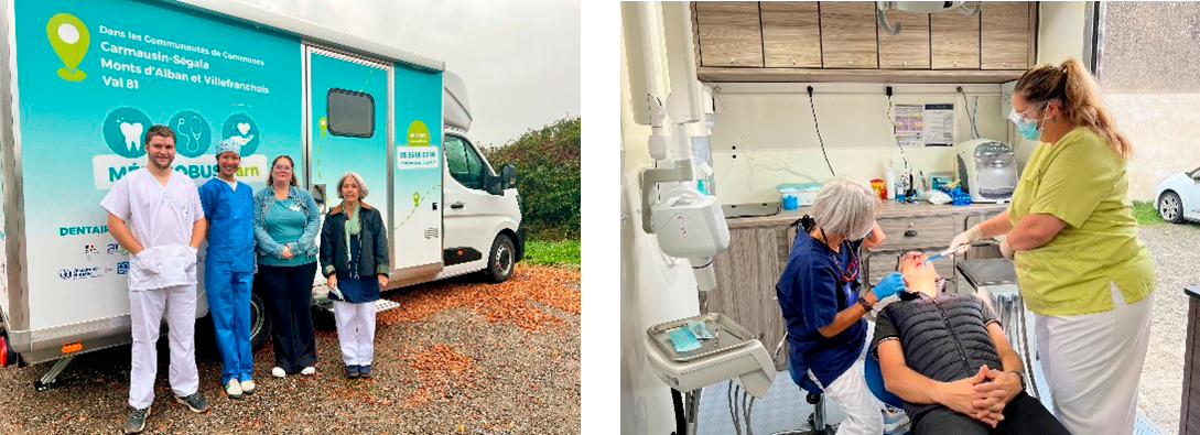 Les collaborateurs posent et exercent leurs fonctions dans le MédicoBus