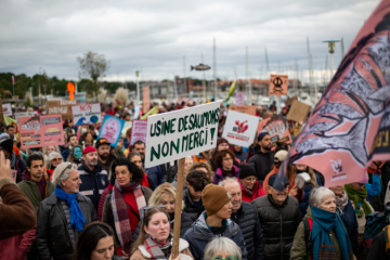 Une manifestation a eu lieu contre le projet de Gironde, le 18 janvier. Crédit : Cyril Nahon