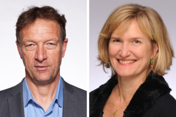 Benoît Miribel, président bénévole de la fondation Une santé durable pour tous et initiateur du One Sustainable Health Forum, et Anne-Françoise Berthon vétérinaire, chargée de mission One Health auprès de la direction générale de l’ANSES.